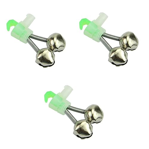 Happyyami 30 Pcs Fishing Twin Bells Ring Chime Fishing Bells for Rods Clip on Fishing Rod Bells Ring Doorbell Trekking Poles Fishing Pliers Holders Fishing Pole Case Rattle Stainless Steel
