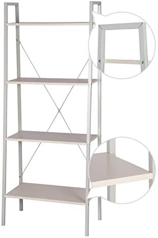WOLTU 4-Tier Bookshelf Shelving Unit Wood Bookcase White Shelves 60x35x148cm RGB9283ws