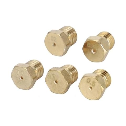 BODYA 5Pcs Brass Gas Jet Nozzles Burner Nozzles, LPG Gas Jet Set Gas Hob LPG Conversion Kit Propane Injectors Cover