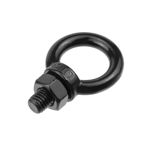 Image of Antrader Eye Bolts with Nuts,M10 Machinery Shoulder Lifting Eye Bolt,Black | Black Marine Grade Eyebolt for Hanging Heavy Duty Rigging Hardware