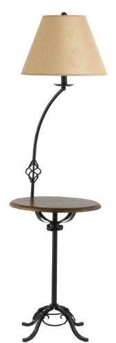 magazine table with lamp attached