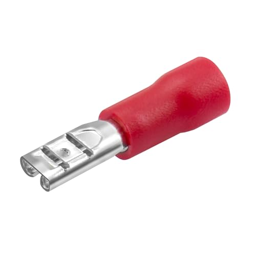 Heschen Female Quick Disconnects Vinyl Insulated, FDD1.25-110, 2.8 x 0.5mm Cable Terminal, for 0.5-1.5mm² (22-16 AWG), Red, 100Pack