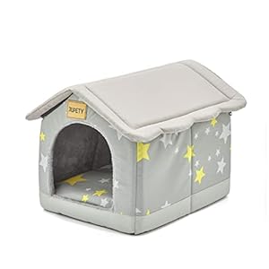 Jiupety Cozy Pet Bed House, Indoor/Outdoor Pet House, S Size for Cat and Small Dog, Warm Cave Sleeping Nest Bed for Cats and Dogs, Gray