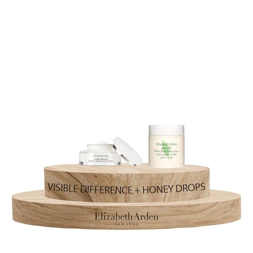 Elizabeth Arden - Visible Difference, Crema Hidratante Facial de Día, con Escualano, 75 ml + Green Tea Honey Drops, Crema Hidratante Corporal, con Gotas de Miel, 500 ml