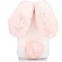 Cute Caja Del Teléfono De Conejo Case Para Motorola Moto G51 5G Glitter Gems Plush Fluffy Rabbit Ears Lovely Bunny Funda Conejo Esponjosa Casepara Soft Fashion Warm Fur Prueba Golpes Carcasa,Rosado