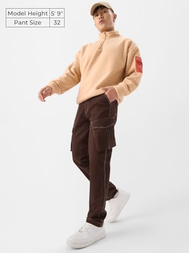 Image of The Souled Store Solids: Teak Mens and Boys Regular Fit Cotton Brown Color Men Cargo Shorts