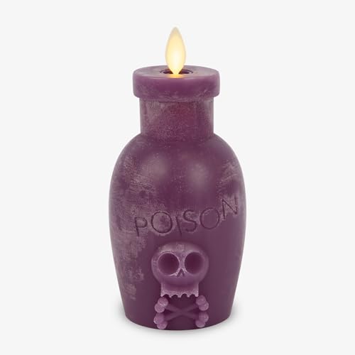 Bougie LED bouteille de poison en cire véritable violet impérial