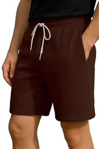 Image of Vogaan Men's Casual Slim Fit Shorts | Stylish Above Knee Shorts with Elastic Waist & Side Pockets Summer Wear for Gym Lounge Travel & Outdoor