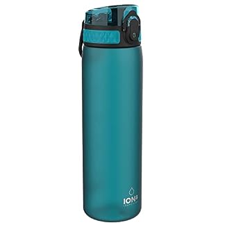 ion8 Botella Agua, 500ml, a Prueba de Fugas, Fácil de Abrir, Cerradura Segura, Apta para Lavavajillas, Sin BPA, Asa de Transporte, Fácil de Limpiar, Neutro en Carbono, Aqua