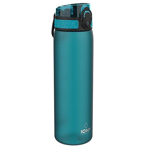 Ion8 Trinkflasche, Auslaufsicher, Einhandöffnung, Sichere Verriegelung, Spülmaschinenfest, BPA-frei, Tragegriff, Klappdeckel, Leicht zu Reinigen, Klimaneutral, Zartrosa