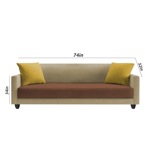 Image of Casaliving Dominic 3 Seater Sofa Set for Living Room (Cream Brown Fabric) Premium Fabric Sofa