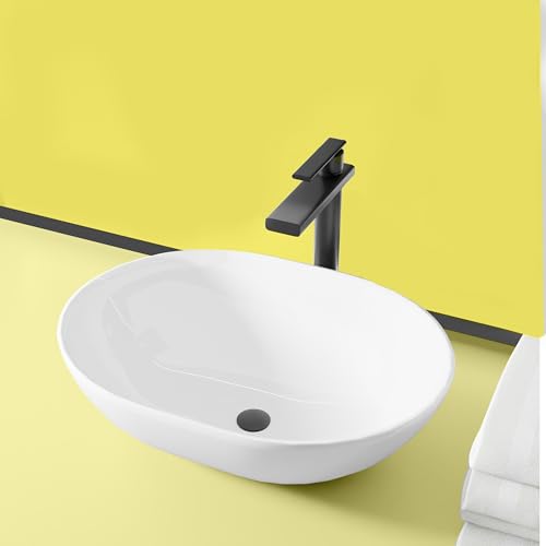 Image of WASSMIST Ceramic Wash Basin /Basin for Bathroom | Table Top | 46D x 33.5W x 13.5H (CM)
