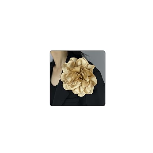 Image of Dainty Fabric Rose & Camellia Flower Oversized Brooch Pins & Hair Clip - Large Lapel Pin, 4.3in /7.5in