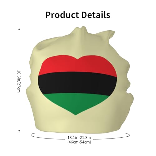 Pan-African Flag Heart Children Hip Hop Knitted Hat Kids Elastic Leisure Knit Cap Warm Sleep Beanies Black2