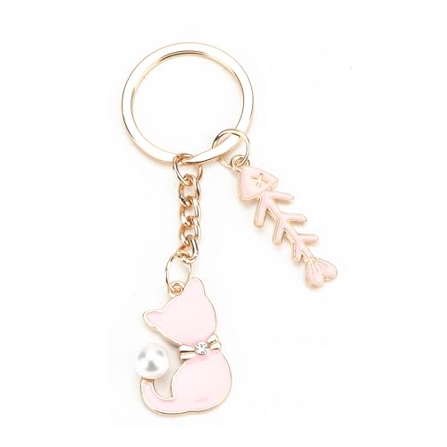 Porte-clés chat mignon, pendentif chat et poisson mignon en alliage de haute qualité, parfait comme cadeau d'anniversaire affectueux pour les femmes, cadeaux idéaux pour les copines et les sœurs