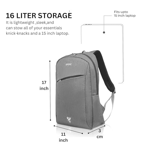 Image of SPENZ BAGS Laptop Backpack -Breathable Shoulder Straps, Mesh Side Pocket, Waterproof, Front Zipped Pocket, Padded Laptop Compartment, Backpacks