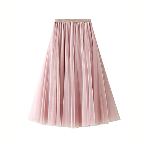 DRGE Jupe Longue SuperposéE en Tulle pour Femmes Taille Haute éLastique Jupe Longue TrapèZe Cover