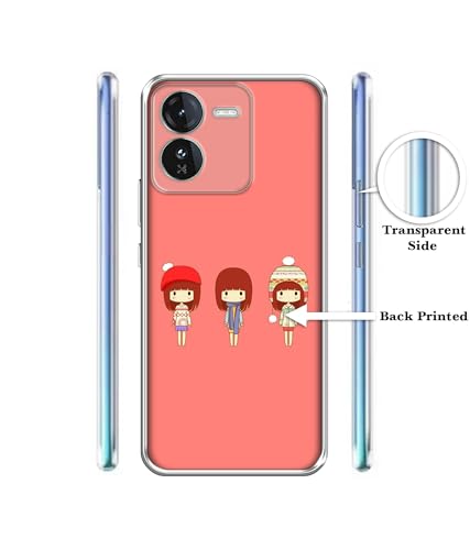 Image of Cute Girls Design Printed Silicon Soft TPU Back Case Cover for iQOO Z9 5G, Red