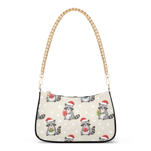 Sac à main de voyage tendance avec chaîne en tissu imprimé raton laveur