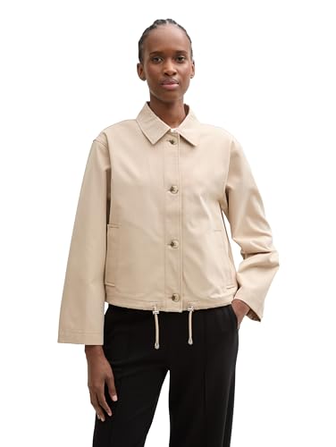 TOM TAILOR Denim Boxy Fit Hemdbluse, mid Blue White Stripe, L