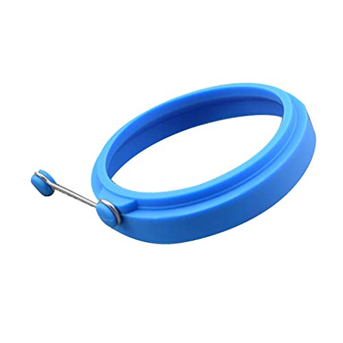Delleu-Moule rond en silicone anti-adhésif pour œufs au plat, œufs Bénédicte, omelettes, pancakes, sandwichs du petit déjeuner, etc. bleu