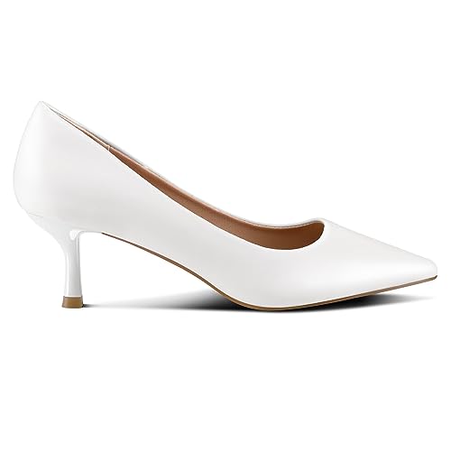 mysoft Kitten Heels for Women Low Heel Pumps 2 Inch Closed Toe Wedding Dress Shoes - Image 5