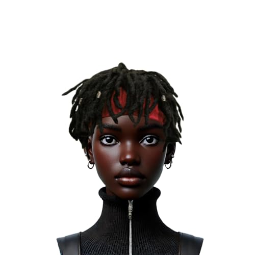 Generic Braided Wig With Red Headband Comes With Three Hair Rings Silver Hip-Hop Sporty For Costume Black Wig Cap Unisex Dreadlock Wig thumb #3