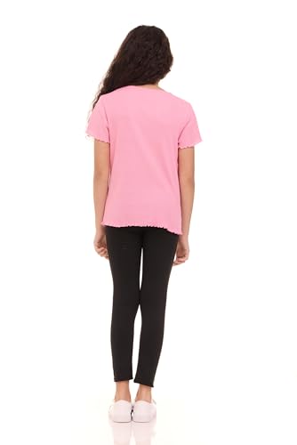 Pink Angel Girls’ 2-Pack Ribbed Tees – Sparkly Rhinestone Graphic T-Shirts – Soft, Stretchy, and Stylish Everyday Tops4