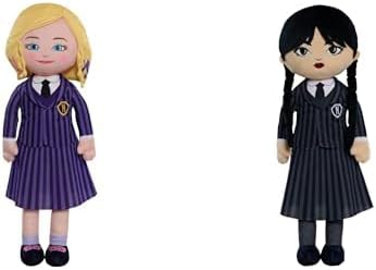 Just Play Wednesday & Enid Large 15.5-inch Plush Dolls Bundle - Wednesday Addams and Blonde Enid Nevermore Academy Roommates, Kids Toys Ages 3 Up
