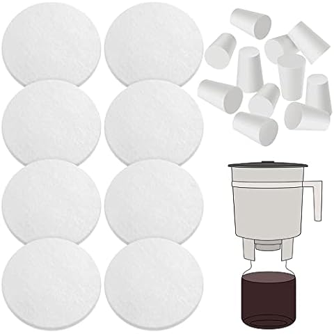 8 Pack Coffee Filters Reusable Coffee Filters Replacement Coffee Water Filter for Toddy Cold Brew System and 12 Pack Rubber Stopper Kit Replacement Stoppers Fits Toddy Cold Brew Systems Cover