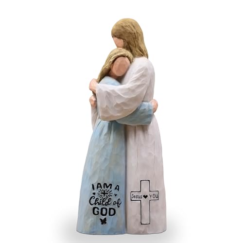 Jesus Embracing Woman-Christian Gifts for Women, Religious Gifts for Women, Baptism Gift for Girl, Sculpted Hand-Painted Figurine