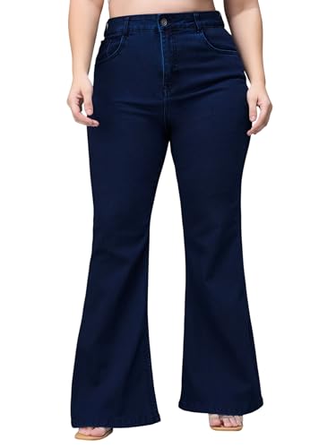 Image of Miss Chase A+ Women's Wide-Leg High-Rise Regular-Length Stretchable Shaping Denim Jeans