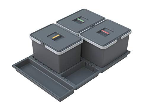 FELOMODE Metropolis PTC22 08050 7P C97 PPV - Cubo de basura para recogida selectiva de residuos, unidad baja con cajón de 800 mm, (3 x 12 l, 22 x 46 x 71 cm) Cover