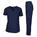 Dagacci Medical Uniform Woman and Man Scrub Set Unisex Medical Scrub Top and Pant, NAVY, M
