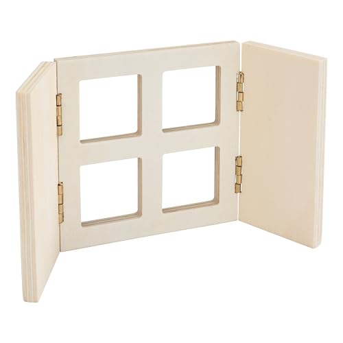 'VBS Miniatur Fenster Lykke - Holzfenster, Fensteraussicht für Bastelprojekte - handgefertigt, dekorativ - Maße: 10 x 10 cm, 7 x 12 cm, 8 x 8 cm - Fensterdekoration, Puppenhauszubehör