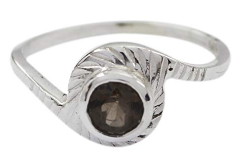 Bague en quartz fumé naturel et argent 925 grand anneau RIYO d'une élégance intemporelle