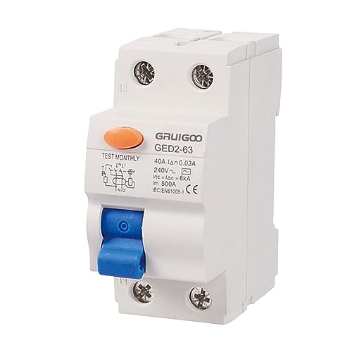Disjoncteur de protection contre les courants de fuite : interrupteur FI RCD 2 pôles 40 A Disjoncteur de courant de fuite 30 mA Installation (interrupteur FI 2 pôles 40 A)