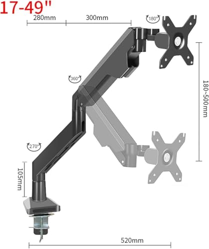Bras de moniteur mural réglable pour écran 17-49" LED LCD - 3