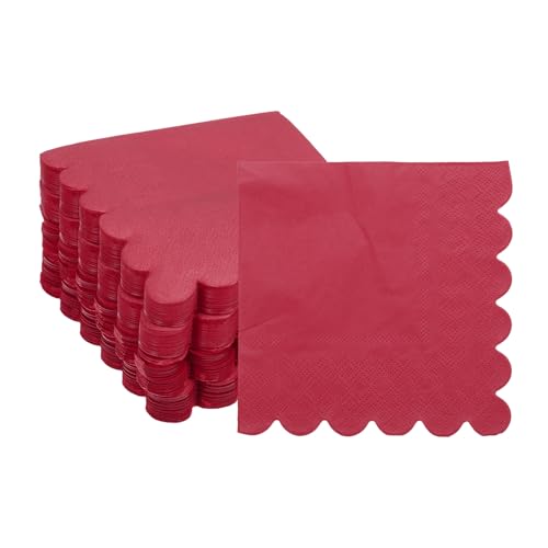 sourcing map Cocktail Napkins, 100 Pack Wine Red 2-Ply Square Disposable Napkins 10 x 10 Beverage Napkins Paper for Dinner Wedding Bar Birthday Party and Everyday Use