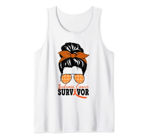 Leukemia Cancer Survivor Messy Bun - Leukemia Cancer Tank Top