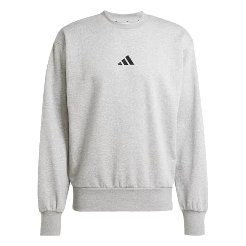 adidas Sportswear Essentials Feelcozy Men's Fleece Sweatshirt, Medium Grey Heather/Black, Medium