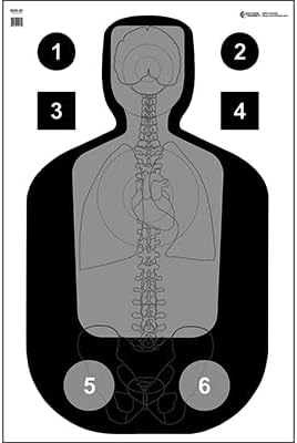 Idaho Qualification Target Modified TQ-21 with Vital Anatomy, Vital hit Zones and Command Training Shapes Lines Shaded and Cannot be seen Past 7 Yards Black & Gray Size: 24" x 36"