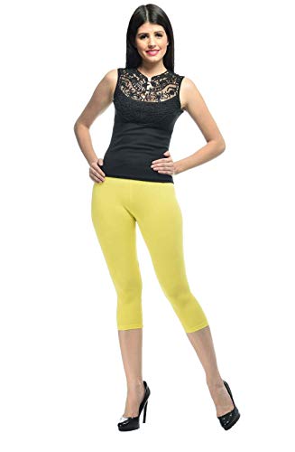 Image of Frenchtrendz Women's Cotton Spandex Stretchable Mid Rise Slim Fit Legging Capris (XS-4XL)