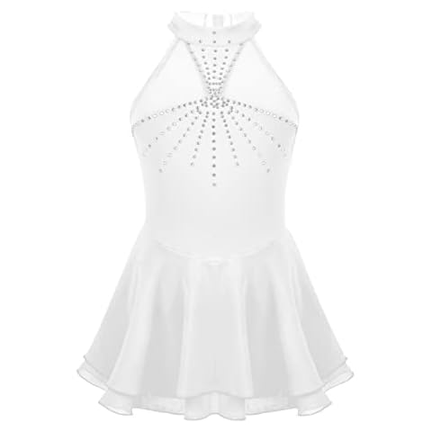 iEFiEL Mädchen Eiskunstlauf Kleid Glitzer Ballettkleid Ärmellos Ballettanzug Ballett Trikot Cover