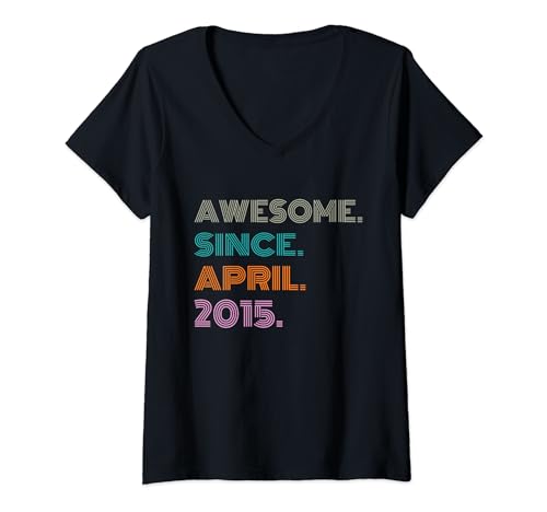 Damen Awesome Since April 2015 Birthday 2015 Men Women Vintage T-Shirt mit V-Ausschnitt