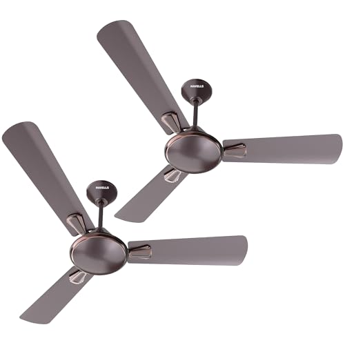 Havells 1200mm Festiva ES Ceiling Fan| Premium Finish|Energy Saving| Designer Fan for Home Decor|Elegant Look| 230 m³/min Air Delivery| Hi-Speed Low Noise|100% Copper Motor (Pack of 2, Espresso Brown)