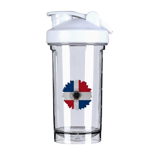 Flower Dominican Republic Flag 18 Ounce Shaker Bottle Drink Mixer Leak-proof Pre Workout Protein Shakes Meal Replacement Shakes Bottles 500ML/18 Oz White-22&-A01