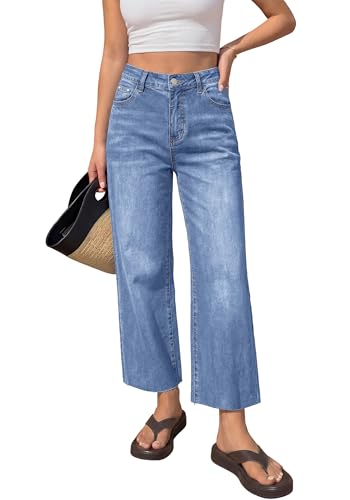 Best Lightweight Summer Jeans for Women Over 50 (2026): 11 Picks You Will Actually Live In 18 BTFBM Jeans for Women 2026 Summer High Waisted Button Straight Leg Stretchy Cropped Raw Hem Trendy Denim Pants Pockets(Light Blue,14)