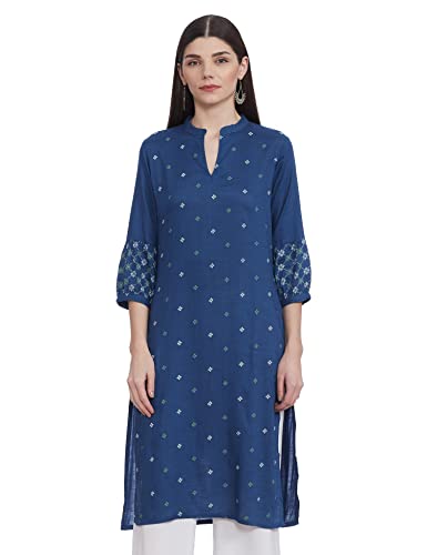 Image of Max Women's Rayon Regular Fit Casual Printed Band Collar Regular Kurta