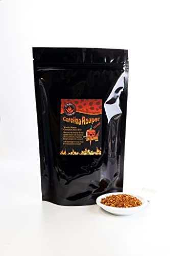 Fiery Farms Carolina Reaper Flakes - 8 oz - 1.5M to 2M SHUs Extremely Hot Red Chili Pepper Flakes, Pure, No Additives